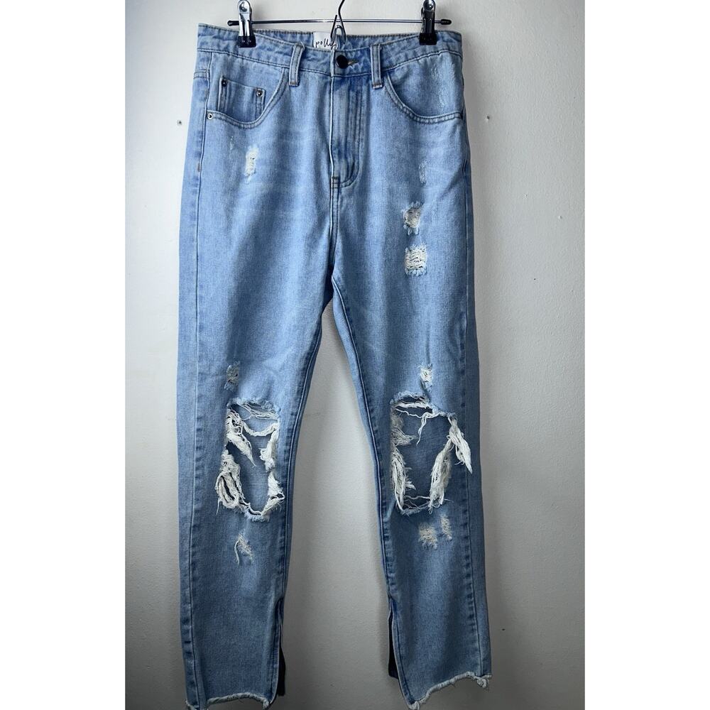 Princess Polly Women's Jeans Size 8 Distressed Blue Denim Raw Zipper Hem
